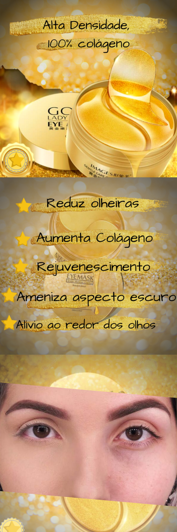 Adesivos para Redução das Olheiras – Gold Magic