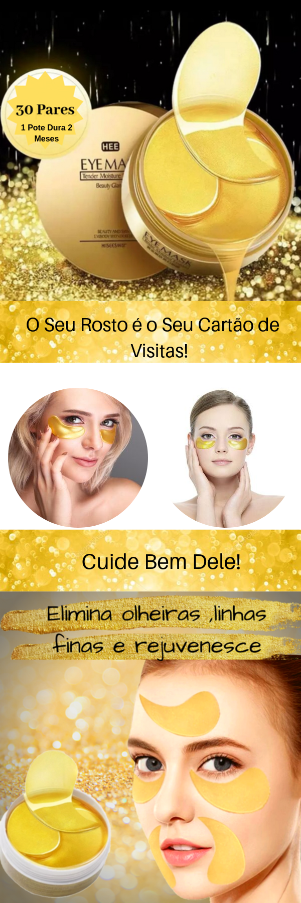 Adesivos para Redução das Olheiras – Gold Magic