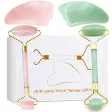 Massageador Facial Jade Roller + Gua Sha