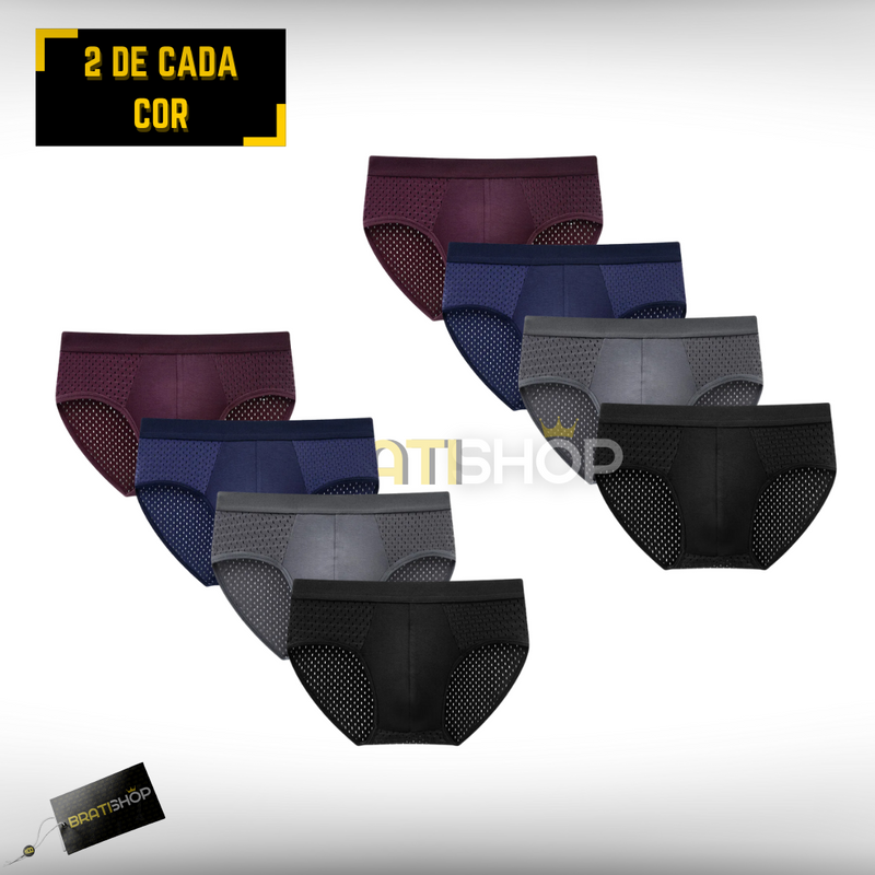 Kit Cueca Slip Respirável - Compre 4 Leve 8 (Oferta de Lançamento)