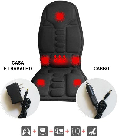 Assento Massageador Vibratório com Aquecimento p/ carro, casa e escritório